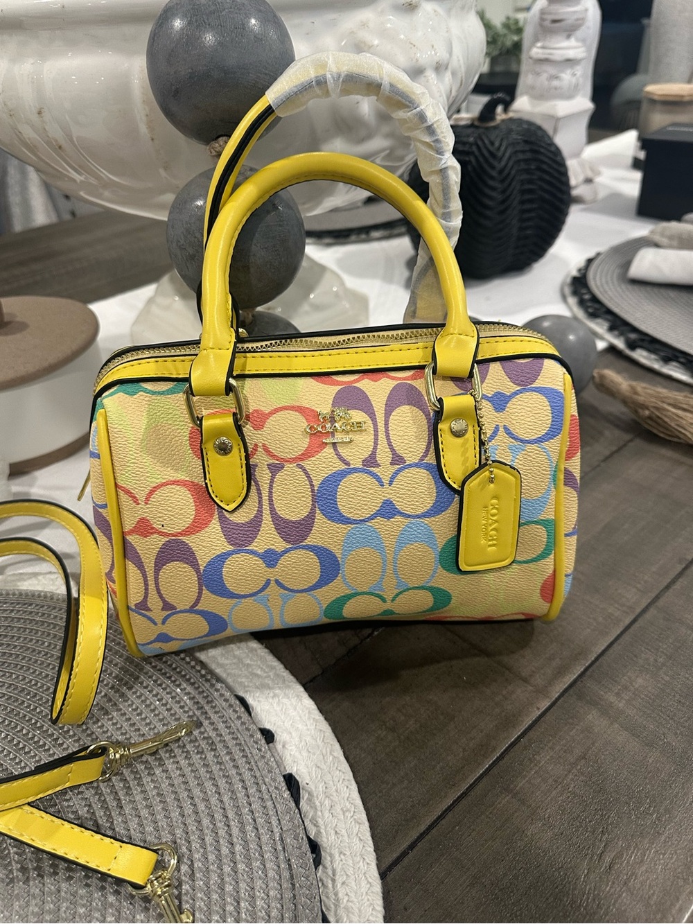Satchel Handbag small purse yellow colorful crossbody bag! New!